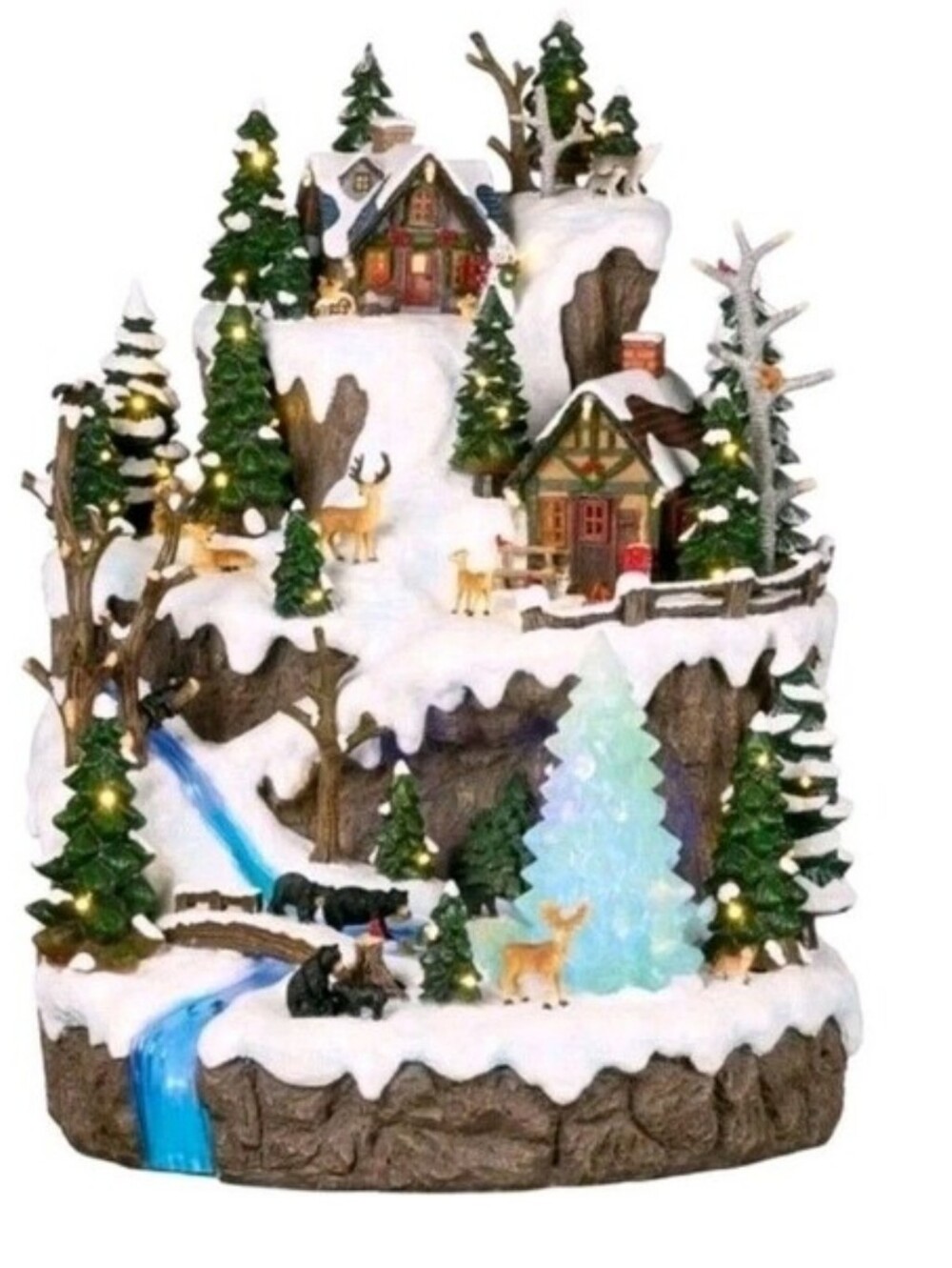 18.5" Snowy Woodland Christmas Village with 88 Lights, Music and Rotating Tree - Picture 5 of 5